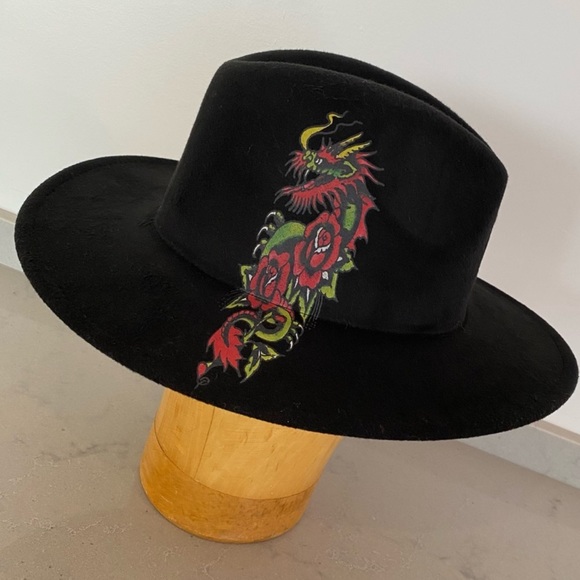 Unisex Ed Hardy by Christian Audigier Cashmere Black Hat Love Kills Slowly - Picture 4 of 8